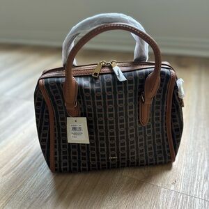 Fossil Black and Brown Geometric Handbag